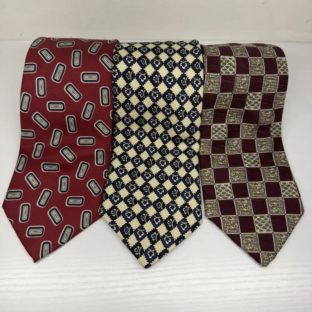 Brooks Brothers 3 Silk Ties Vintage Madder USA Preppy Heritage Geometric